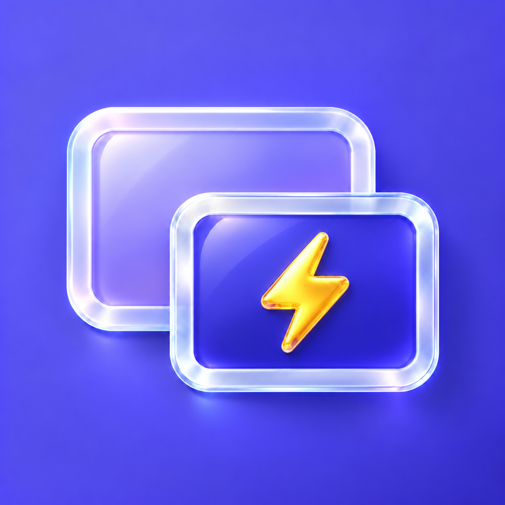 FastScreen optical glass icon with amber lightning bolt